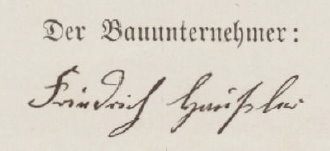 Unterschrift Friedrich Haussler, Verrenberg auf Baugesuch 1895