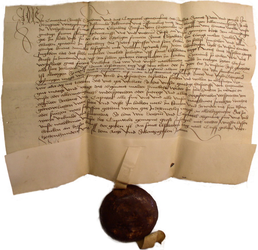 Urkunde aus dem Hohenloher Zentralarchiv Nst: Ga 10 Schubl. 1 Nr.32 von 1478 zu Verrenberg