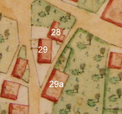 Kartenausschnitt aus Katasterkarte 1818; Haus Nr. 29