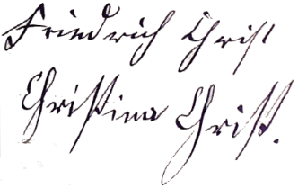 Unterschrift Fam Christ, Verrenberg 1879