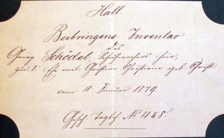 Beibringens Inventar Christ - Schödel 1879; Verrenberg - SHA