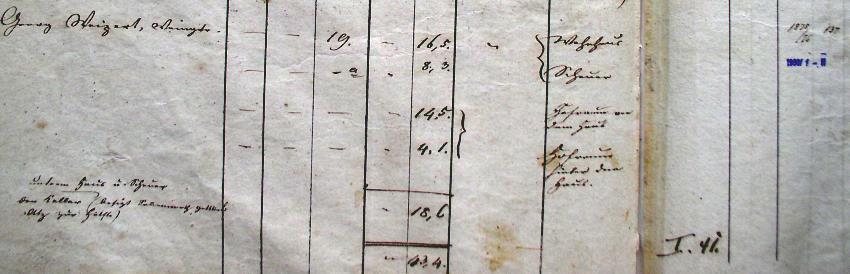 Eintrag im Prim&auml;rkataster von 1833; Haus 19
