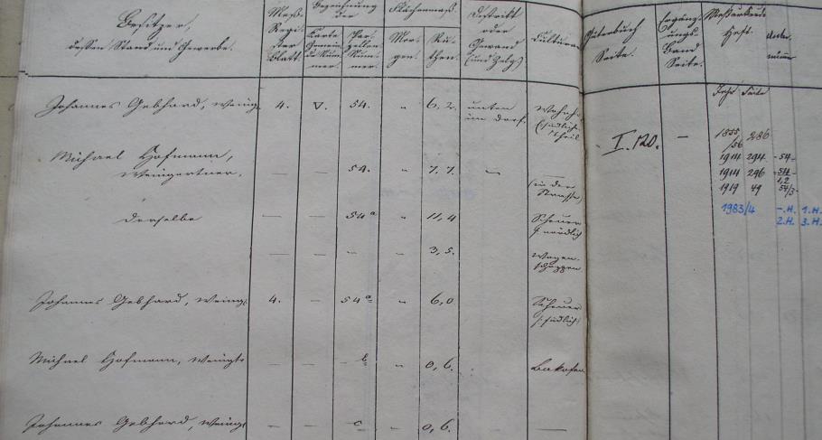 Eintrag im Prim&auml;rkataster von 1833; Haus 54