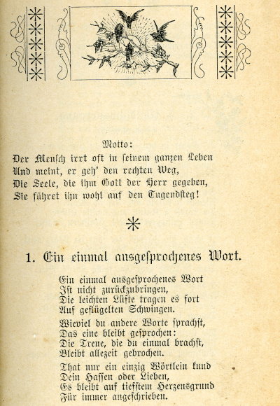 Gedichtband von Eberhard Schanzenbach aus Verrenberg, 1898