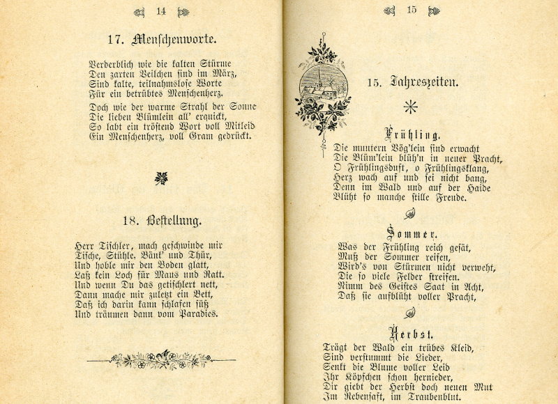 Gedichtband von Eberhard Schanzenbach aus Verrenberg, 1898
