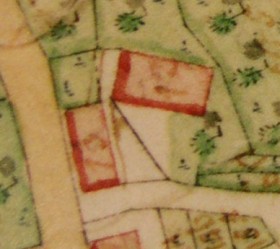 Kartenausschnitt aus Katasterkarte 1818; Haus Nr. 13