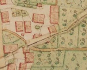 Kartenausschnitt aus Katasterkarte 1818; Haus Nr. 18