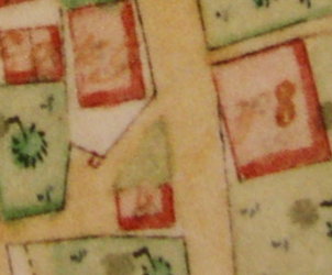 Kartenausschnitt aus Katasterkarte 1818; Haus Nr. 64