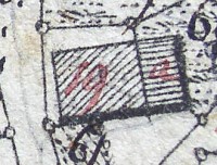 Kartenausschnitt aus Karte von 1839; Haus Nr. 19