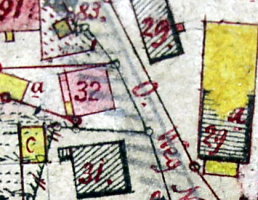 Kartenausschnitt aus Karte von 1833; Haus Nr. 32