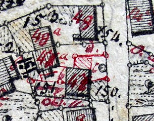 Kartenausschnitt aus Karte von 1839; Haus Nr. 48