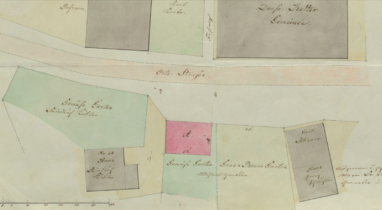 Situationsplan aus dem Baugesuch von 1869, Verrenberg