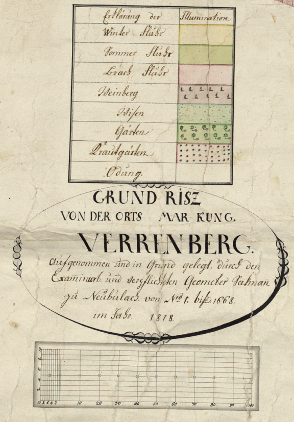 Legende zur Verrenberger Gemarkungskarte von 1818
