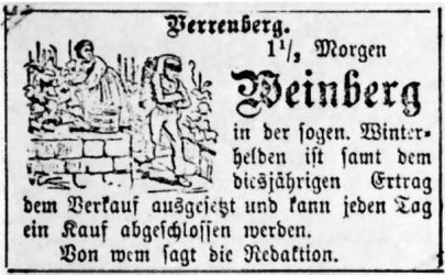 Verkauf eines Weinberges, 1889, Verrenberg