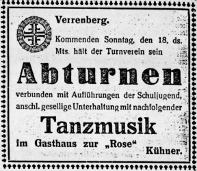 Tanzmusik im Gasthaus Rose, 1929, Verrenberg